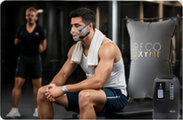 Athlet bei der Regeneration mit Reco Oxyfit Sauerstoffsystem